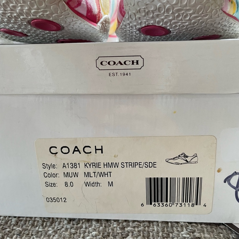 New in box Authentic Coach Kyrie stripe sneakers. Womens sz 8.